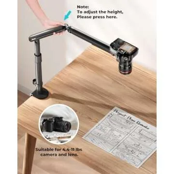 Viozon Overhead Camera Mount, Camera Desk Mount, Flexible Aluminum Spring Arm with 360° Ball Head &1/4" Interface for DSLR Camera/Projector/Heavy Microphone(FC100)
