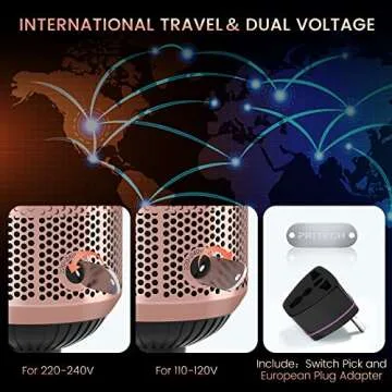 Dual Voltage Hair Dryer Brush, PRITECH Hot Air Brush 110V-120V/220V-240V Ionic 1000W Blow Dryer Brus...