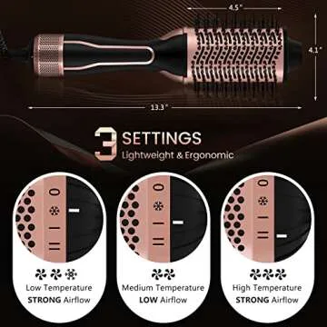 Dual Voltage Hair Dryer Brush, PRITECH Hot Air Brush 110V-120V/220V-240V Ionic 1000W Blow Dryer Brush 4 in 1 Styler, One Step Volumizer, Styling Brush for Straight and Curling Hair Salon