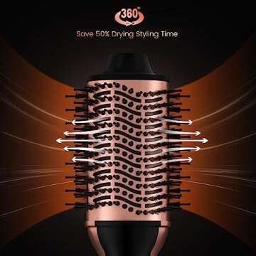 Dual Voltage Hair Dryer Brush, PRITECH Hot Air Brush 110V-120V/220V-240V Ionic 1000W Blow Dryer Brush 4 in 1 Styler, One Step Volumizer, Styling Brush for Straight and Curling Hair Salon