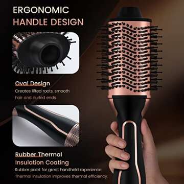 Dual Voltage Hair Dryer Brush, PRITECH Hot Air Brush 110V-120V/220V-240V Ionic 1000W Blow Dryer Brush 4 in 1 Styler, One Step Volumizer, Styling Brush for Straight and Curling Hair Salon