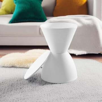 Modway Haste Contemporary Modern Hourglass Accent Stool in White