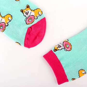 Belloxis Corgi Gifts for Corgi Lovers, Corgi Socks 5 Pairs, Funny Fun Novelty Socks, Gifts for Women