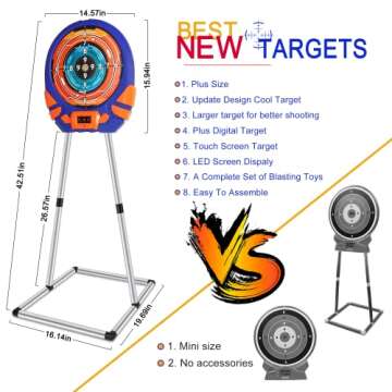 Shooting Target for Nerf w/Toy Guns and Foam Darts, Upgrade Digital Shooting Game with Touch Screen Practice Target, Electronic Scoring Targets for Nerf Gun for Kids Aged 5 -13 Boys, Girls