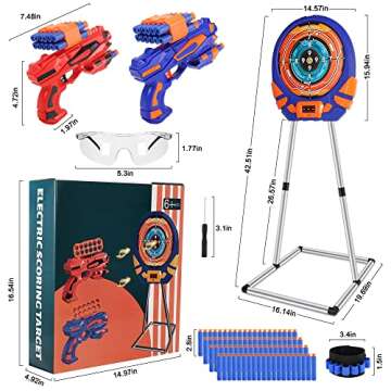 Shooting Target for Nerf w/Toy Guns and Foam Darts, Upgrade Digital Shooting Game with Touch Screen Practice Target, Electronic Scoring Targets for Nerf Gun for Kids Aged 5 -13 Boys, Girls
