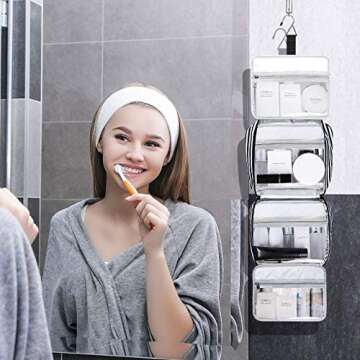 Bosidu Hanging Travel Toiletry Bag,Large Capacity Cosmetic Travel Toiletry Organizer for Women with ...