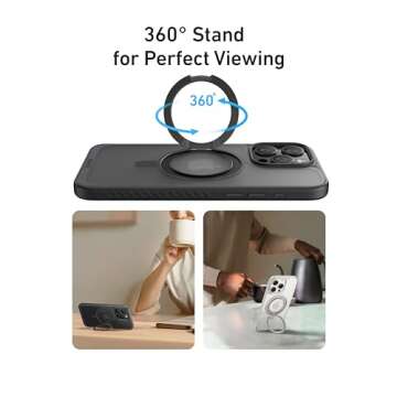 Anker Ultra Magnetic for iPhone 14 Pro Case with Sturdy 360° Ring Stand, Military-Grade Shockproof iPhone 14 Pro Kickstand Compatible with MagSafe(Black)