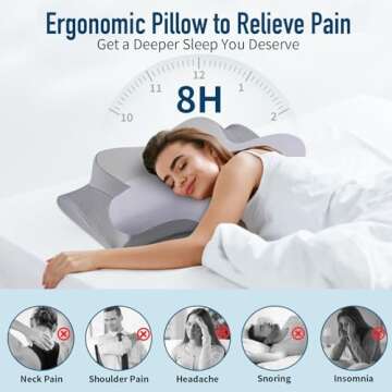 Cervical Pillow for Neck Pain Relief, Cooling Contour Memory Foam Pillows for Neck Support Odorless ...