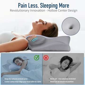 Cervical Pillow for Neck Pain Relief, Cooling Contour Memory Foam Pillows for Neck Support Odorless Ergonomic Neck Pillow Adjustable Orthopedic Bed Pillow for Side Back Stomach Sleeper with Pillowcase