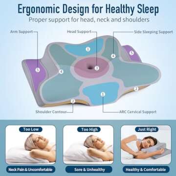Cervical Pillow for Neck Pain Relief, Cooling Contour Memory Foam Pillows for Neck Support Odorless Ergonomic Neck Pillow Adjustable Orthopedic Bed Pillow for Side Back Stomach Sleeper with Pillowcase