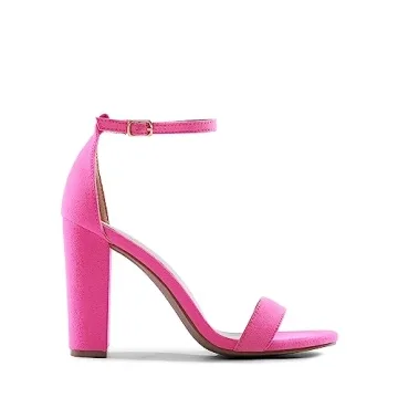 DREAM PAIRS Womens Hi-Chunk High Heel Pump Sandal Fuchsia Suede - 7.5