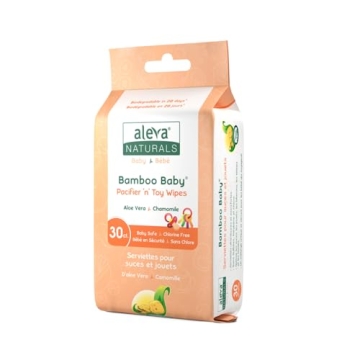 Aleva Naturals Bamboo Baby Pacifier and Toy Wipes – 30 Count, Natural Cleaning Solution