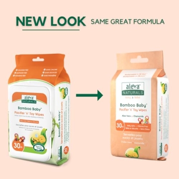 Aleva Naturals Bamboo Pacifier and Toy Wipes for Baby Care