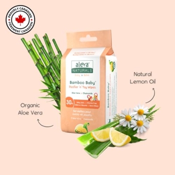 Aleva Naturals Bamboo Pacifier and Toy Wipes for Baby Care