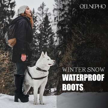 CELNEPHO Knee High Boots For Womens Side Zipper Warm Faux Fur Platform Chunky Heel Punk Goth Walking...