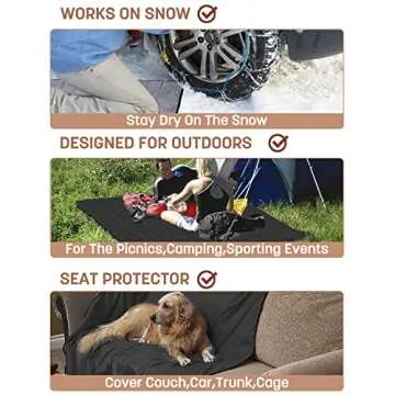 Tirrinia Waterproof Outdoor Blanket with Sherpa Lining, Windproof Triple Layers Warm Comfy Foldable for Camping Stadium, Sports, Picnic, Grass, Concerts, Pet, 51''X 59'' - Machine Washable