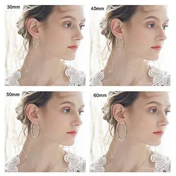4 Pairs Silver Hoop Earrings for Women- 925 Hypoallergenic Sterling Silver Hoop Earrings Set, Big Large Minimalist Silver Hoops Gifts(30MM 40MM 50MM 60MM)