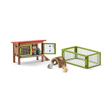 Schleich Farm Animal Toys and Playsets - Farm World 8 Piece Rabbit Hutch Set with Figurines, Farming Hutch and Accessories for Kids Ages 3 and Above