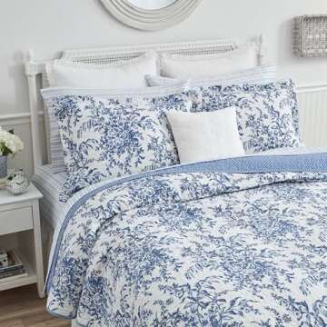 Laura Ashley Home Queen Quilt Set - Coastal Style Bedding with Shams