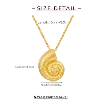 WOWORAMA Gold Conch Shell Necklace - Adjustable Beach Jewelry