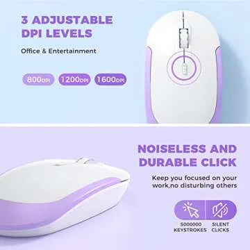 Wireless Keyboard and Mouse, Vssoplor 2.4GHz Rechargeable Compact Quiet Full-Size Keyboard and Mouse Combo with Nano USB Receiver for Windows, Laptop, PC, Notebook-Lavender Purple