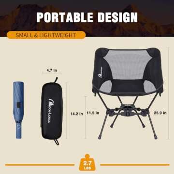 MOON LENCE Portable Camping Chair Backpacking Chair - The 4th Generation Ultralight Folding Chair - ...