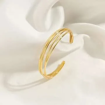 Elegance Gold Cuff Bracelet Adjustable Stylish Women's Accessory