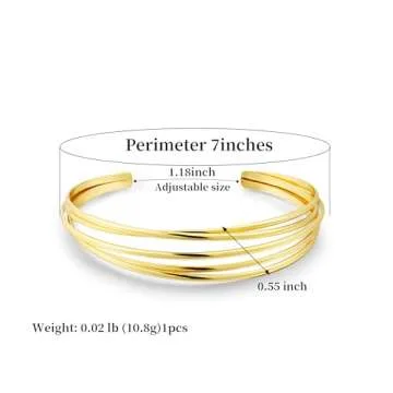 Elegance Gold Cuff Bracelet Adjustable Stylish Women's Accessory