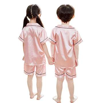 Digirlsor Little Boys Girls Short Satin Pajamas Set Classic Silk Pjs Toddler Kids 2 Piece Sleepwear ...