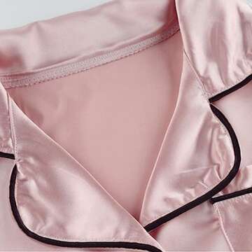 Digirlsor Little Boys Girls Short Satin Pajamas Set Classic Silk Pjs Toddler Kids 2 Piece Sleepwear Button-Down Short Sleeve Pink, Tag18/13-14 years/ Height 150-160cm