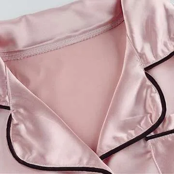 Digirlsor Little Boys Girls Short Satin Pajamas Set Classic Silk Pjs Toddler Kids 2 Piece Sleepwear Button-Down Short Sleeve Pink, Tag18/13-14 years/ Height 150-160cm