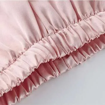 Digirlsor Little Boys Girls Short Satin Pajamas Set Classic Silk Pjs Toddler Kids 2 Piece Sleepwear Button-Down Short Sleeve Pink, Tag18/13-14 years/ Height 150-160cm