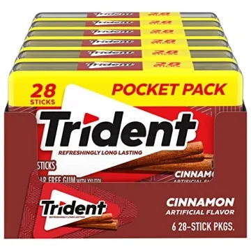 Trident Cinnamon Sugar Free Gum – 6 Pocket Packs with 168 Pieces