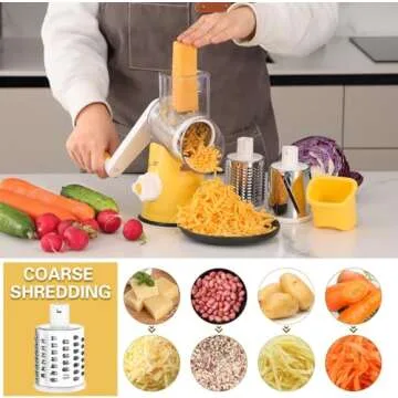 Cambom Rotary Cheese Grater Hand Crank Cheese Shredder for Fresh Cheese, Vegetable, Nuts,Non-slip Su...