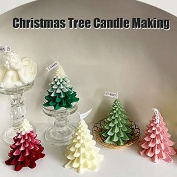 ZQYSING Christmas Tree Candle Molds Silicone, 3D Christmas Pine Tree Silicone Mold for Epoxy Resin Casting DIY Aromatherapy Candles Wax Gift Decoration