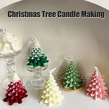 ZQYSING Christmas Tree Candle Molds Silicone, 3D Christmas Pine Tree Silicone Mold for Epoxy Resin Casting DIY Aromatherapy Candles Wax Gift Decoration