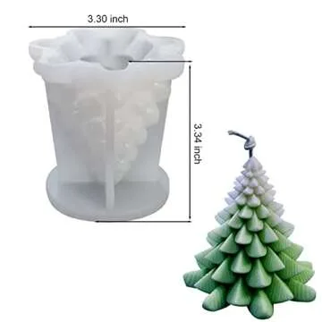 ZQYSING Christmas Tree Candle Molds Silicone, 3D Christmas Pine Tree Silicone Mold for Epoxy Resin Casting DIY Aromatherapy Candles Wax Gift Decoration