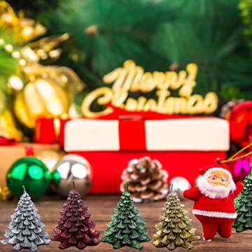 ZQYSING Christmas Tree Candle Molds Silicone, 3D Christmas Pine Tree Silicone Mold for Epoxy Resin Casting DIY Aromatherapy Candles Wax Gift Decoration