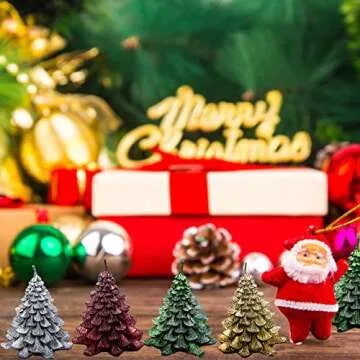 ZQYSING Christmas Tree Candle Molds Silicone, 3D Christmas Pine Tree Silicone Mold for Epoxy Resin Casting DIY Aromatherapy Candles Wax Gift Decoration