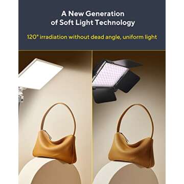 RALENO Led Video Light, 19.5W Soft Panel Light for Video Recording with 8000mAh Lithium Battery, 3200-5600K CRI95+ Camera Light for Photography Studio Live Streaming YouTube White