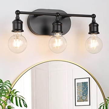 MAXvolador Retro 3-Light Black Vanity Light Fixture - Vintage Modern Sconce
