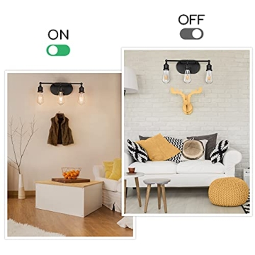 3-Light Black Vintage Modern Vanity Light Fixture