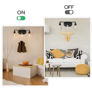 3-Light Black Vintage Modern Vanity Light Fixture