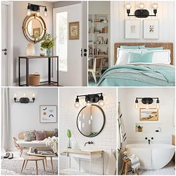 3-Light Black Vintage Modern Vanity Light Fixture