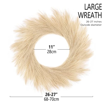 Hananona 26" Pampas Grass Wreath - Perfect Boho Decor