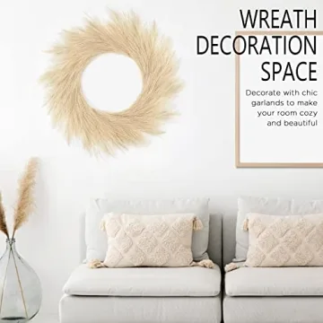 Hananona 26" Pampas Grass Wreath - Perfect Boho Decor