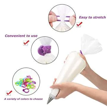30 Pcs Pastry Bag Ties, Silicone Icing Bag Ties, Reusable Piping Bag Ties Decoration Bag Cake and Pastry Supplies Clips, Includes 5 Color. Suitable for Cupcakes Cookies and Pastry Seal (5 Color)