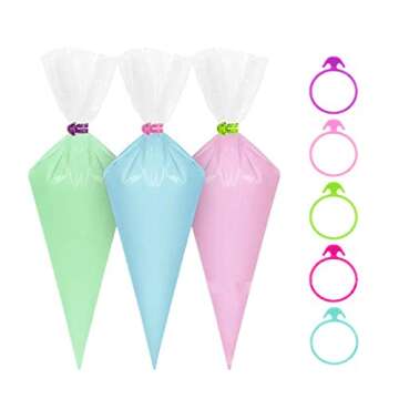30 Pcs Pastry Bag Ties, Silicone Icing Bag Ties, Reusable Piping Bag Ties Decoration Bag Cake and Pastry Supplies Clips, Includes 5 Color. Suitable for Cupcakes Cookies and Pastry Seal (5 Color)