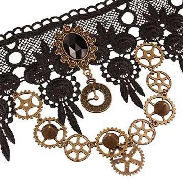 Steampunk Gear Collar Choker Necklace for Parties