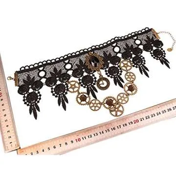 Steampunk Gear Collar Choker Necklace for Parties